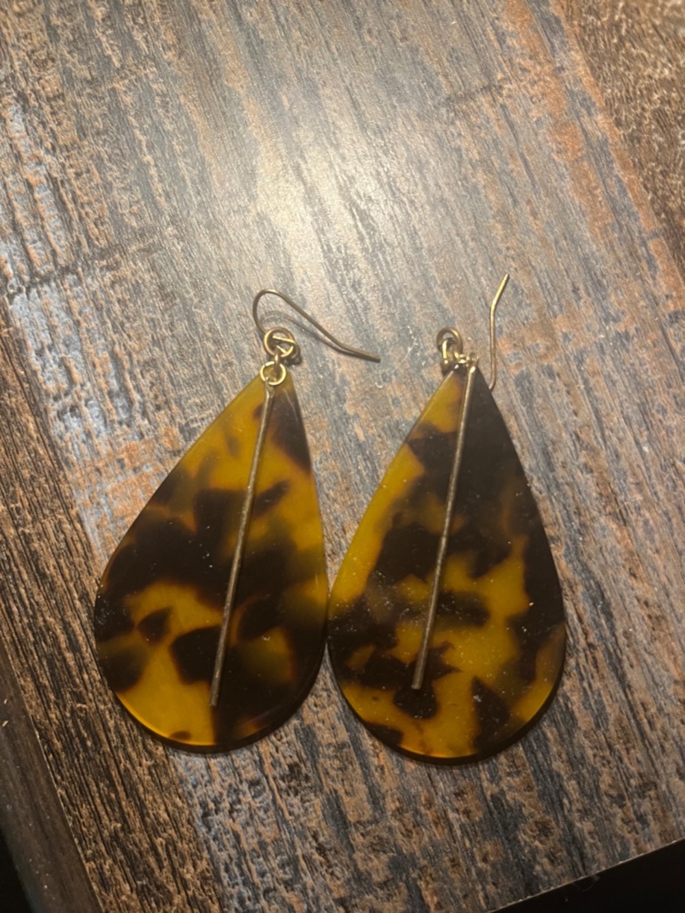 Gold-Tone Tortoiseshell Teardrop Earrings - Women Jewelry